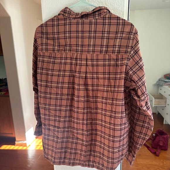 Uniqlo Tan Blush Pink Flannel Checked Button Down - Picture 4 of 4